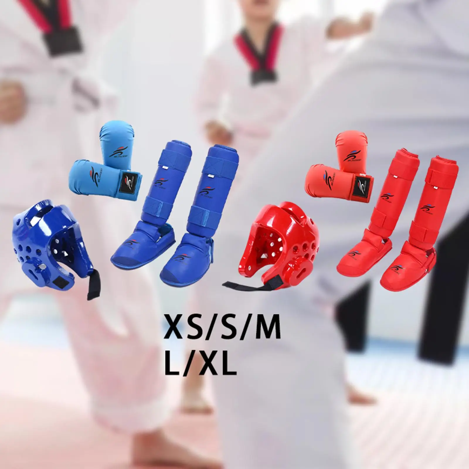 Taekwondo Sparring Gear Set with Shin Guards Footgear for Taekwondo Sparring