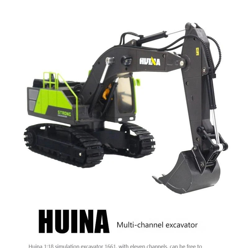 1661-huina-1-18-new-electric-excavator-remote-control-semi-alloy-model-remote-control-project-children's-toy-christmas-gift