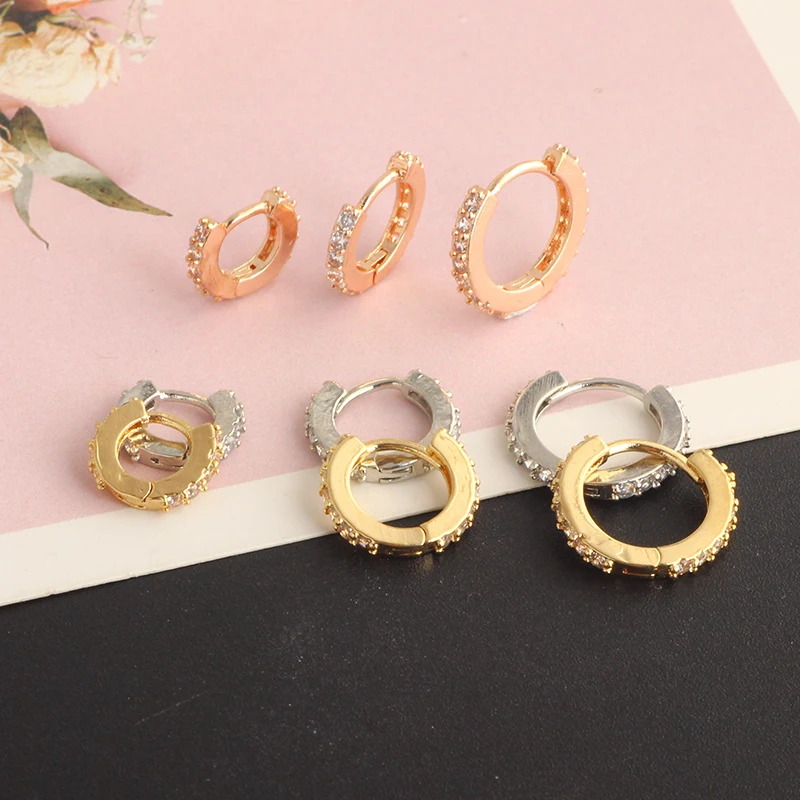 Small Hoop Earrings Cubic Zirconia Huggie Hoop Earrings White Gold Plated Cartilage Piercing Earrings Ear Cuff Tiny Hoop Earring