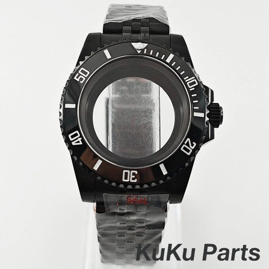 Black Purple GMT Bezel Watch Case with PVD Black Jubilee Bracelet and Sapphire Crystal