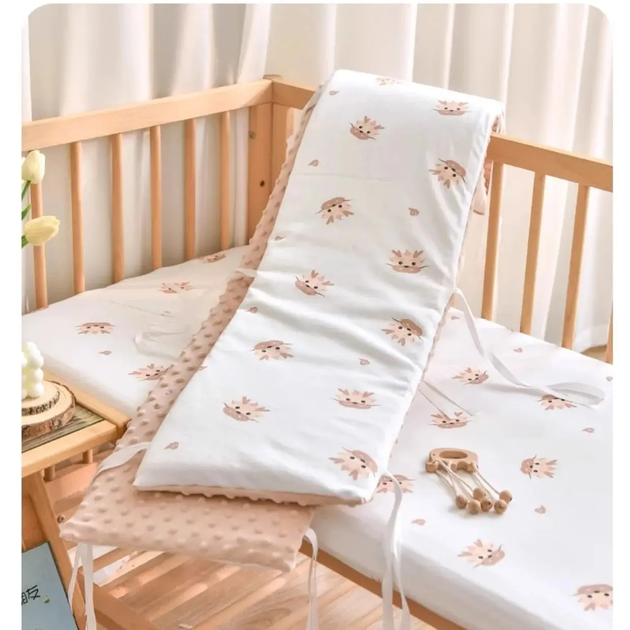 2M Cotton Crib Bumper for Protection Wrap Baby Anti-bite Solid Color Bed Fence Guardrail Newborn Care Baby Safety Bedding crib bumper