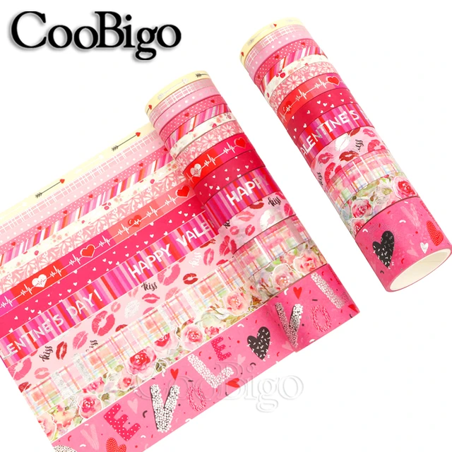 Pink Valentine Washi Tape Set Adhesive Masking Sticker for Decor Scrapbook  Album Diary Note Book DIY