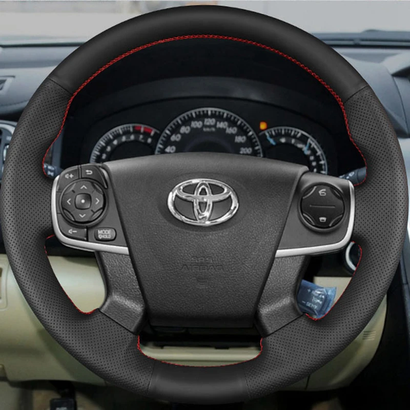 Toyota Camry 2012 - 2014 용 DIY 자동차 액세서리 자동차 핸들 커버 자동차 인테리어 맞춤형 오리지널 스티어링 휠 브레이드
