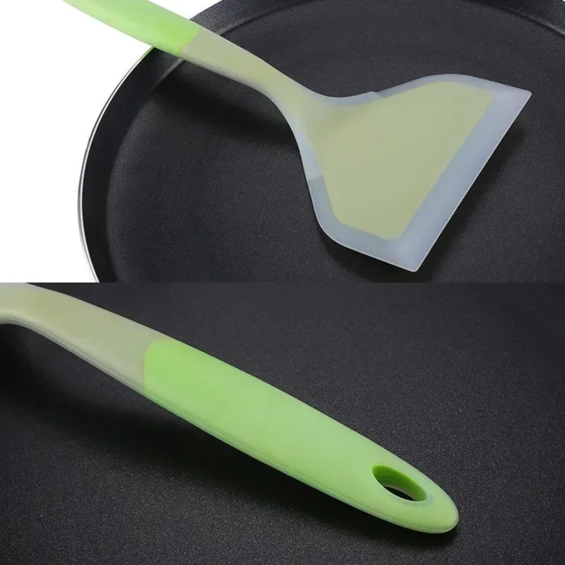 Silicone Pancake Turner Non-stick Fried Egg Turner Beef Meat Pizza Clips Food Grade Spatula BBQ Kitchen Tools