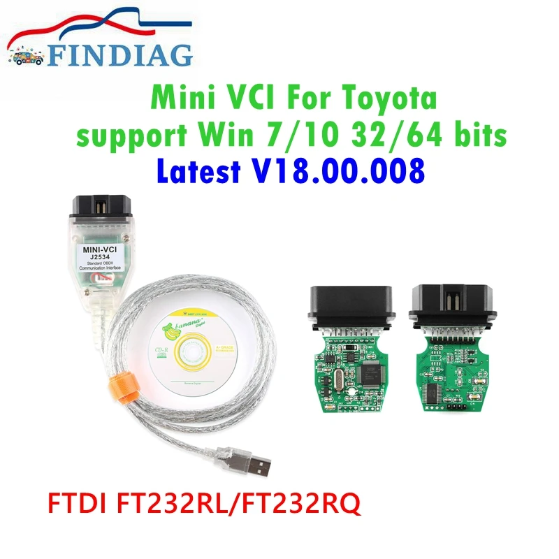 2023 Più Nuovo V18.00.008 Mini Vci Per Toyota Mini Vci Ftdi Ft232Rl/Ft232Rq Chip Per J2534 Auto Scanner Obd2 Auto