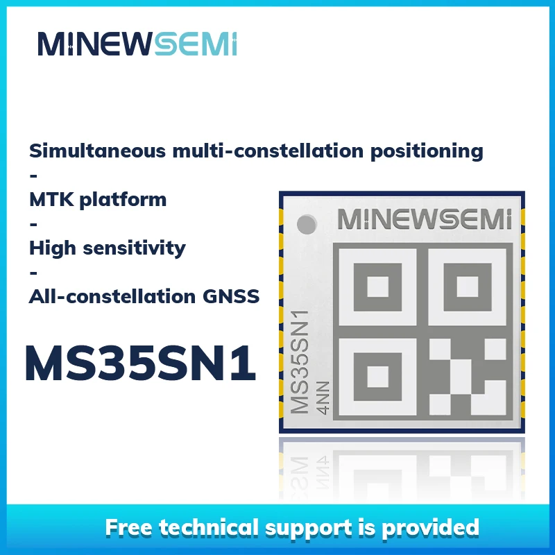 

MinewSemi MS35SN1 (10,1*9,7*2,4 мм) GNSS модуль, высокая чувствительность, полоса вывода сырья данных (L1 + L5) GPS BDS GLONASS GALILEO QZSS IRNSS