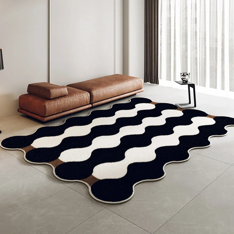 

Minimalist Irregular Living Room Decorative Carpet French Room Bedside Fluffy High End Carpets Waterproof Antislip Cloakroom Rug