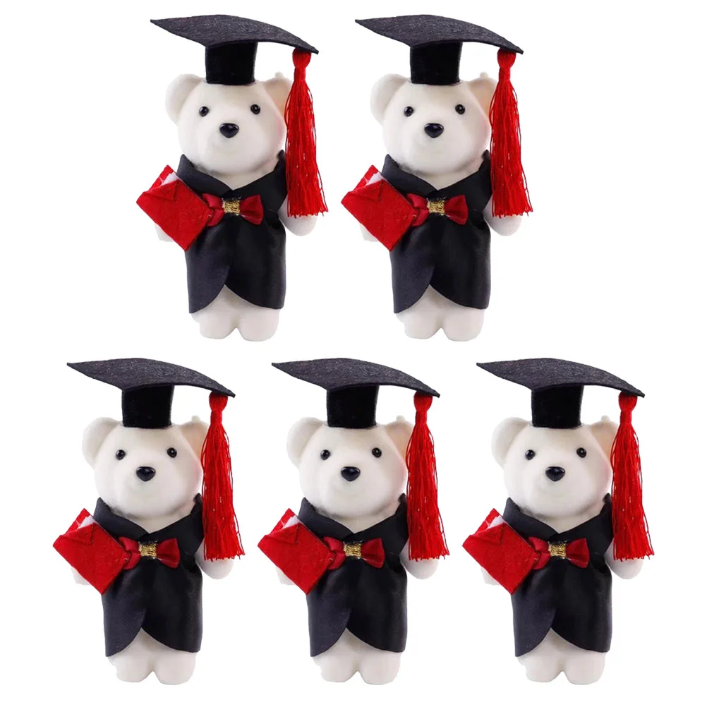 

5 Pcs Mini Bear Foam Bears Graduation Stuffed Flower Bouquet Accessories DIY Cartoon Small Animal Plush Dolls Cloth