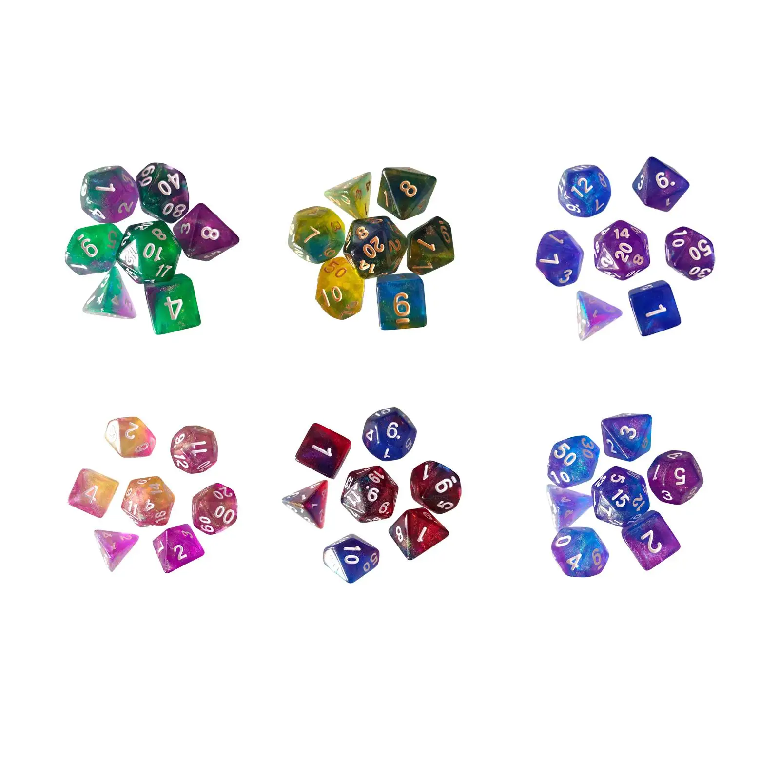 

7 шт., детали для украшения, D4, D8, D10, D12, D20, многосторонние кубики для кафе, бара, ролевая игра, настольная игра
