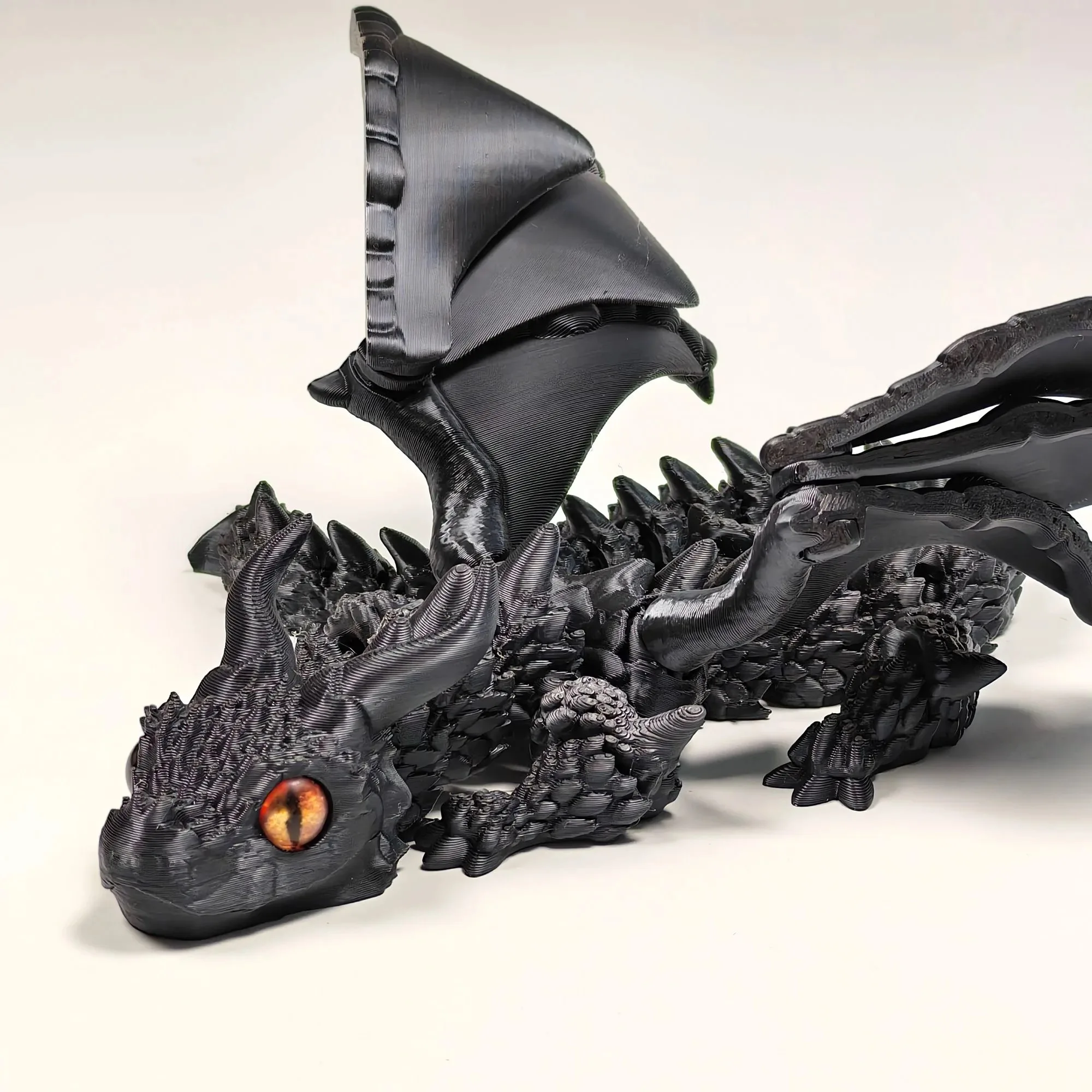 30cm 3D Printed Dragon with Double Horned Figurine Wings Ideal for Car Ornament, Home & Car Decor, Living Room Flying Dragon Toy