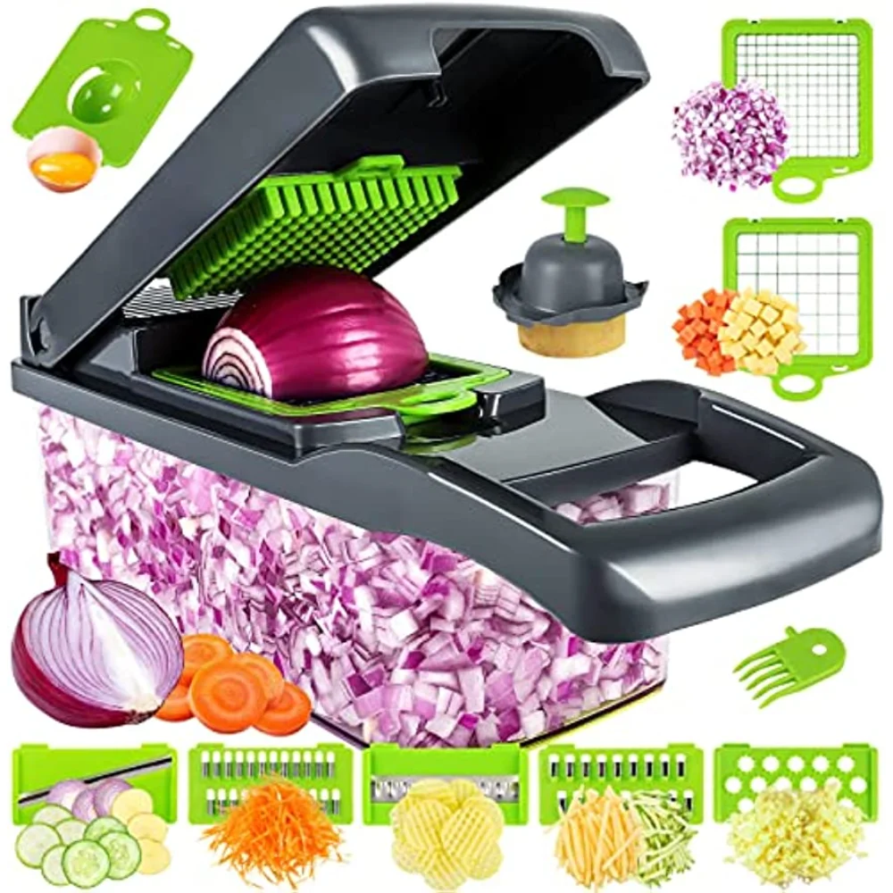 Vegetable Chopper 11-in-1 Veggie Choppers Spiralizer Vegetable Slicer Food  Choppers with Container Fruit Dicer for Onion Potato - AliExpress