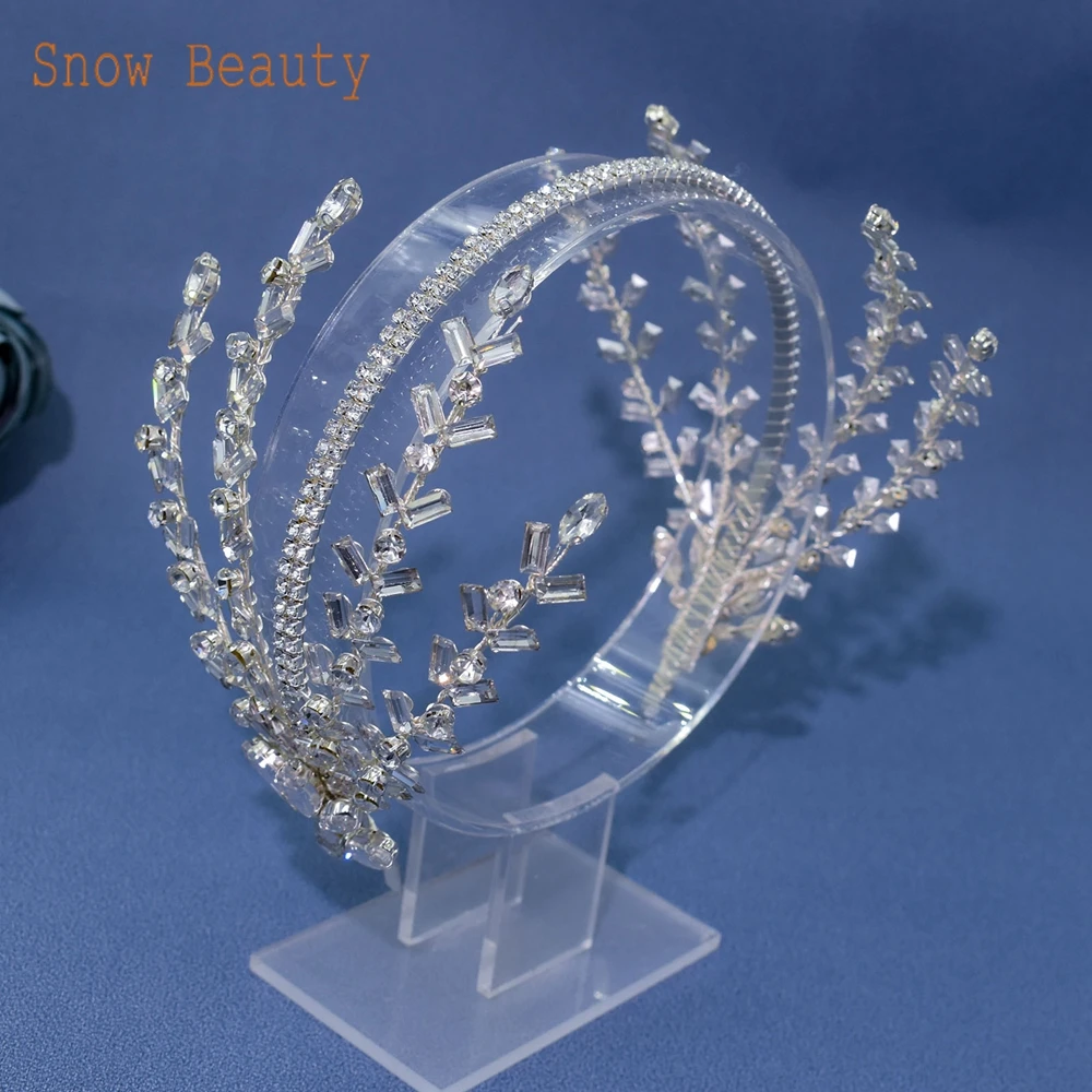 DZ071 Pageant Diadem Bridal Headwear Floral Wedding Hair Accessories Rhinestone Bride Tiaras Baroque Headband Luxury Crystal