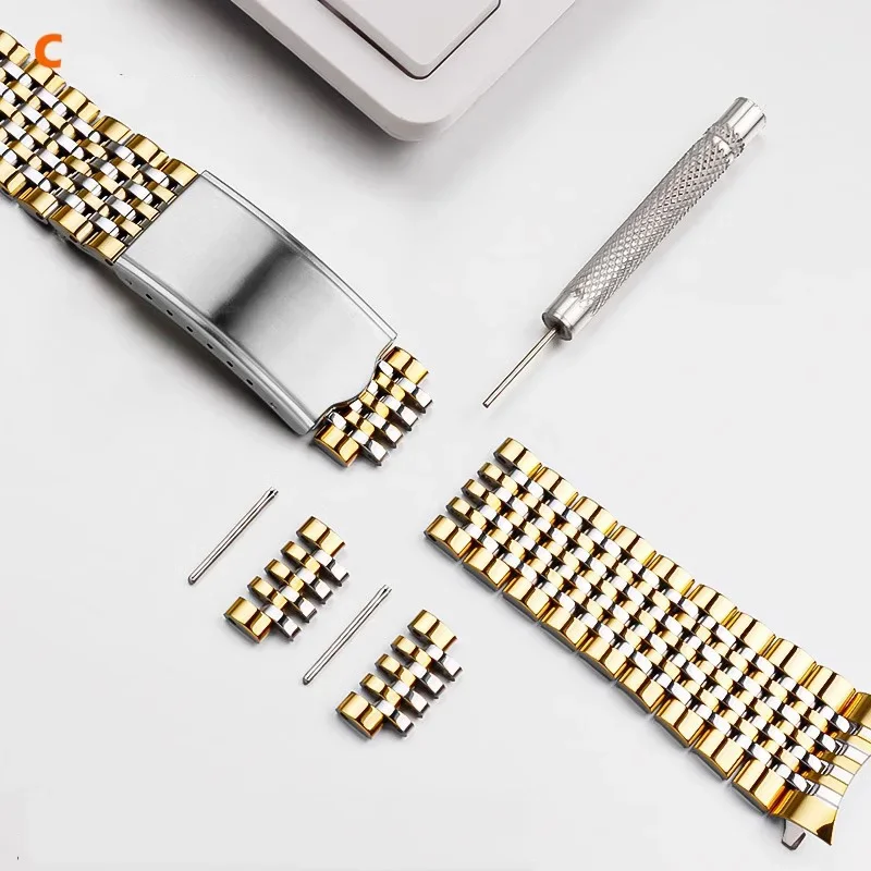 Watch Accessories Band  Watch Strap For Omega Seamaster watchband Curved End Stainless Steel Bracelet 18mm 19mm 20mmWith tools