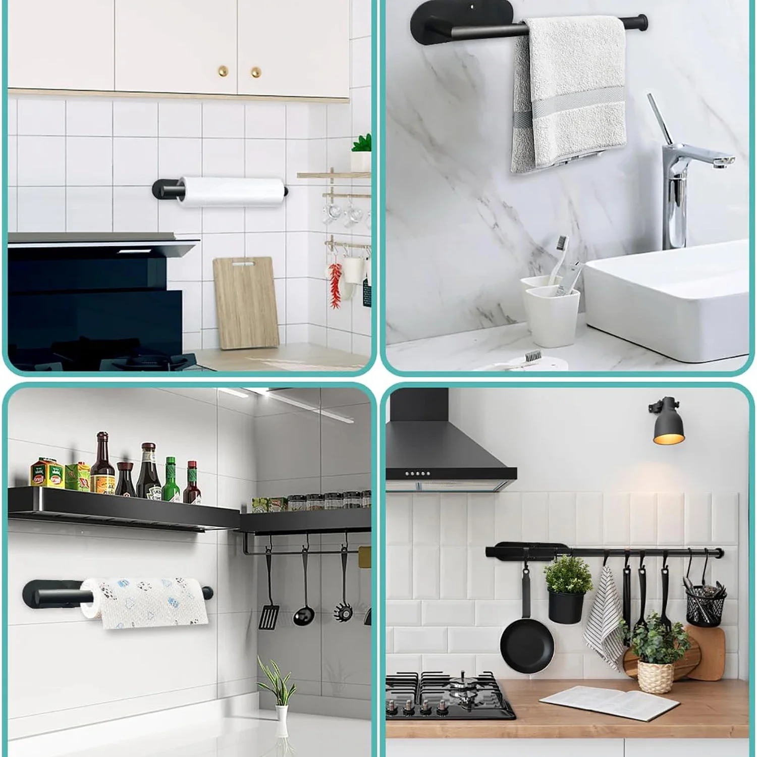 Paper Towel Holder Kitchen Paper Towel Holder Adhesive Tissue Hanger Toilet Roll Paper Dispenser Cabinet Storage Napkin Rack Bathroom Accessories
