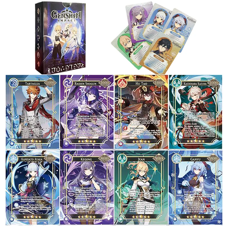 60 PCS Genshin Impact Card in English Rare Holographic Shiny
