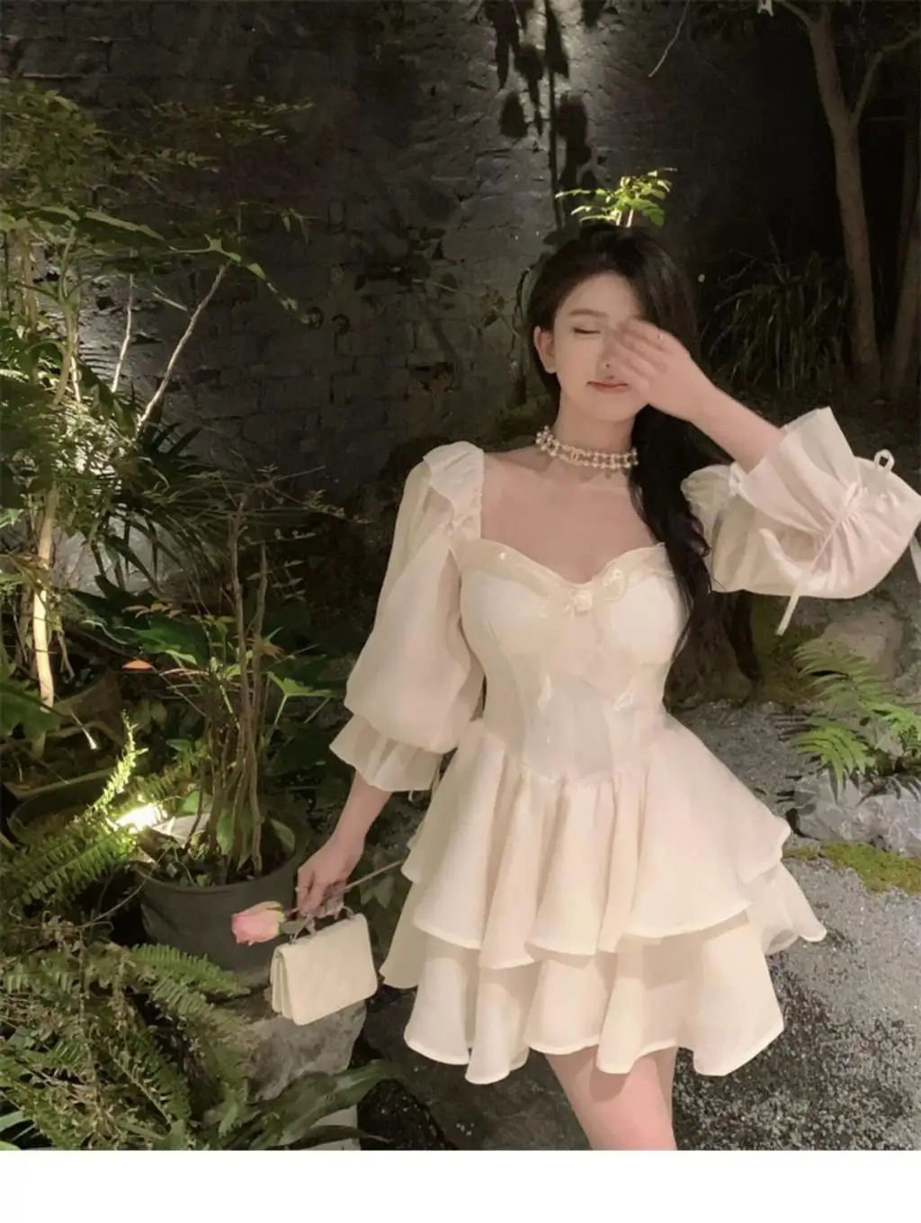 Elegant Princess Party Dress Flare Sleeves Layered Ruffles A-line Short Dresses for Women Korean Fashion One Piece Vestido Mujer