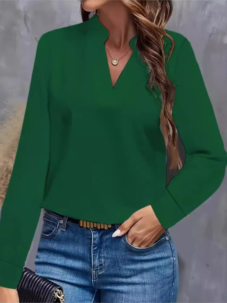 Elegant Green Print Lace Up Thin Chiffon Blouses Summer
