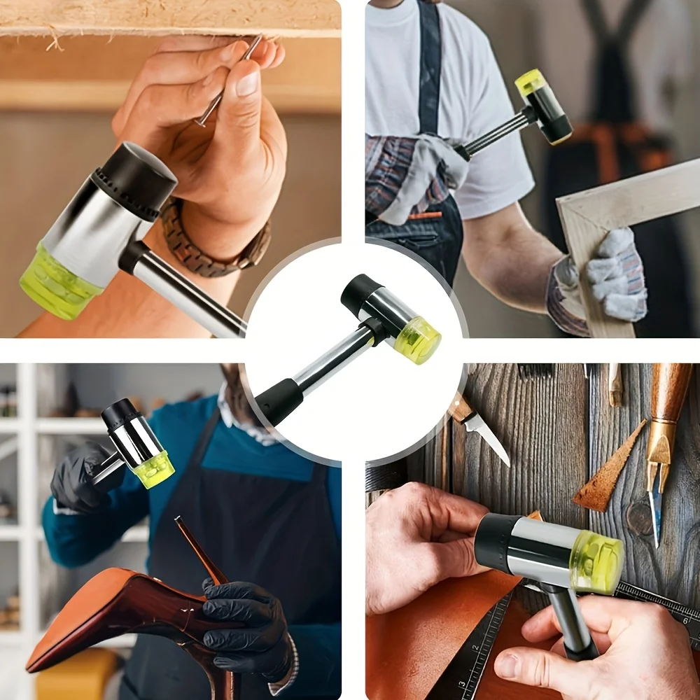 듀얼 헤드 보석 망치, 부드러운 고무 및 플라스틱 망치 (반지 사이즈 조정, 가죽 공예, 목공 및 바닥재 작업용)
