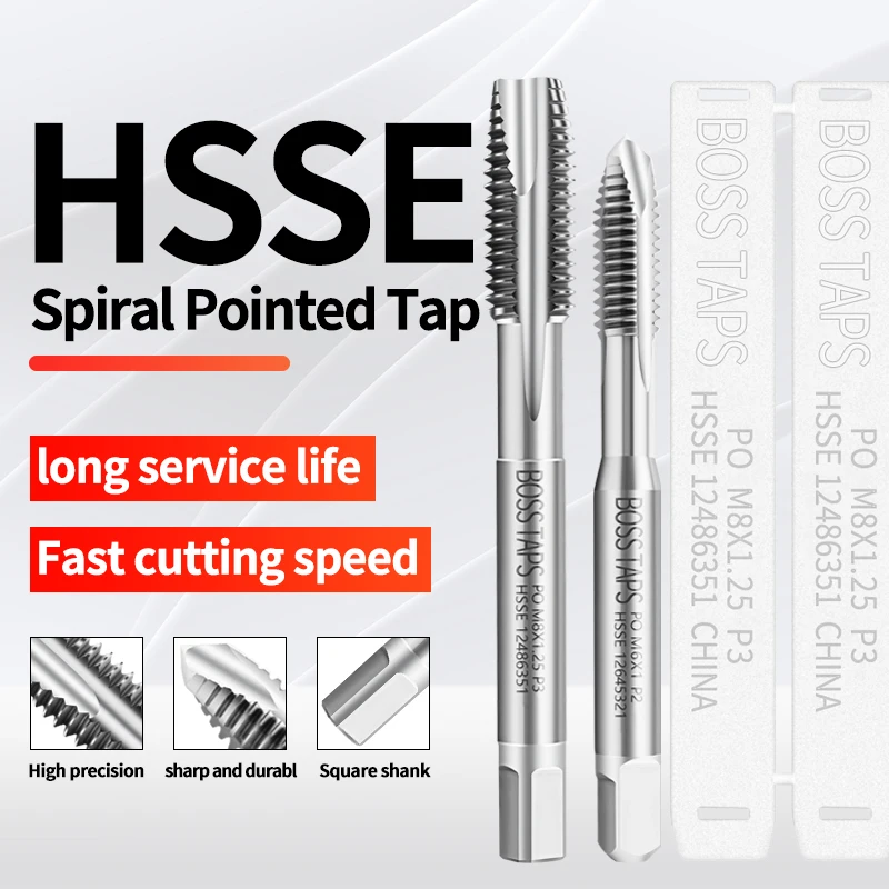 HSSE-M35 JIS Standard Spiral Pointed Tap M1 M1.2 M1.6 M1.4 M2 M3 M4 M5 M6 M8 M10 M12 - M24 Machine S