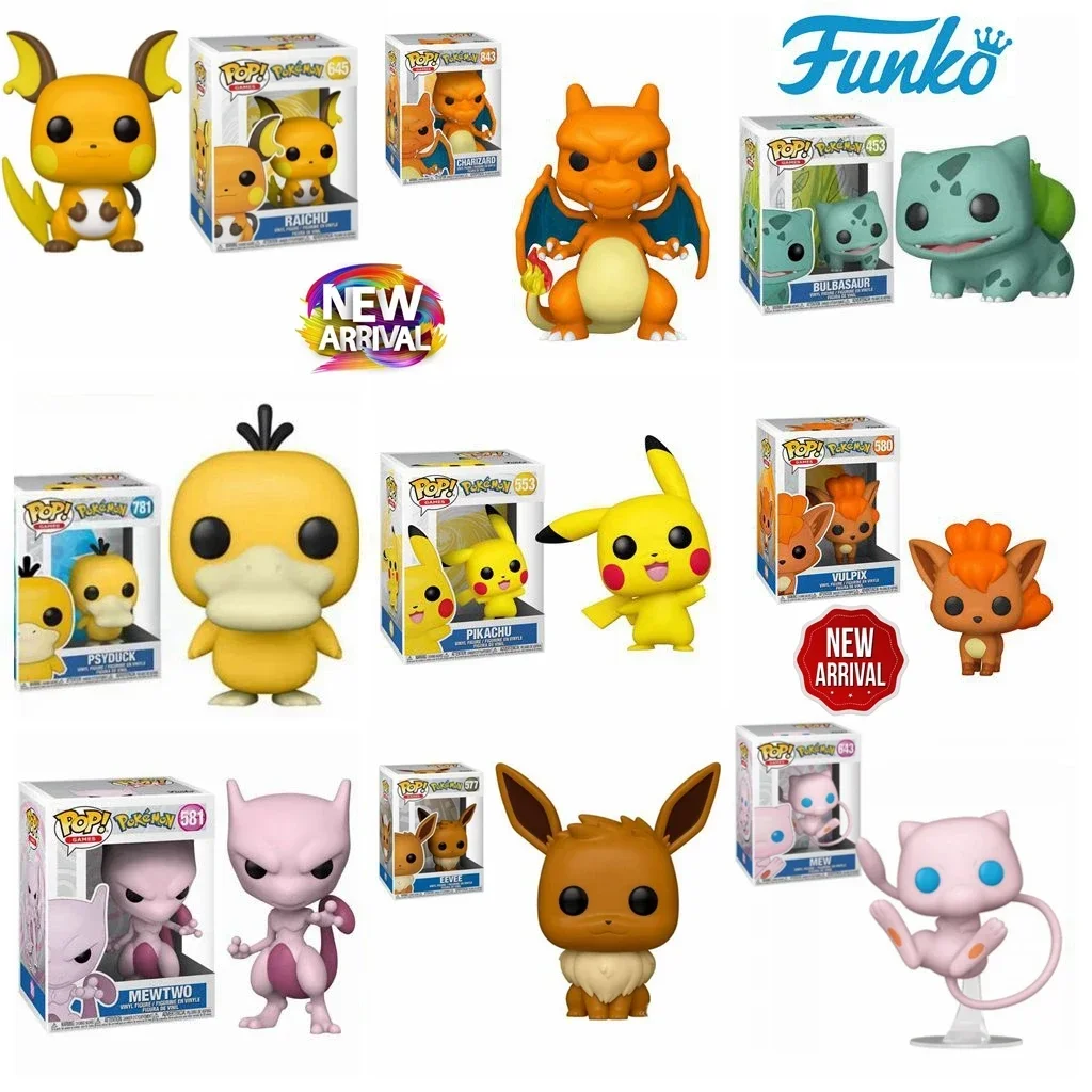 thumbnail image 1 of Funko POP Pokemon PSYDUCK 781 Pikachu 353 Bulbasaur 453 Charmander 455 RAICHU 645 EEVEE 577 MEW 643 CHARIZARD 843 Figuras de juguete, 1 of 5