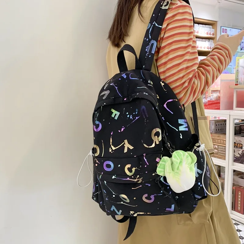 

Harajuku Girl School Bag Female Fashion Letter Print Men Backpack Women Book Boy Bag Nylon Ladies Fashion Laptop Backpack 2023