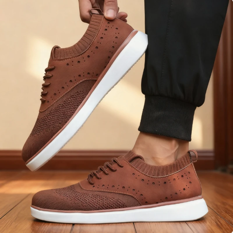 Hot Selling Bestseller Men's Shoes Casual Mesh Brogue Sneakers Minimalist Zero Drop Breathable Walking Shoes Chaussure De Sport