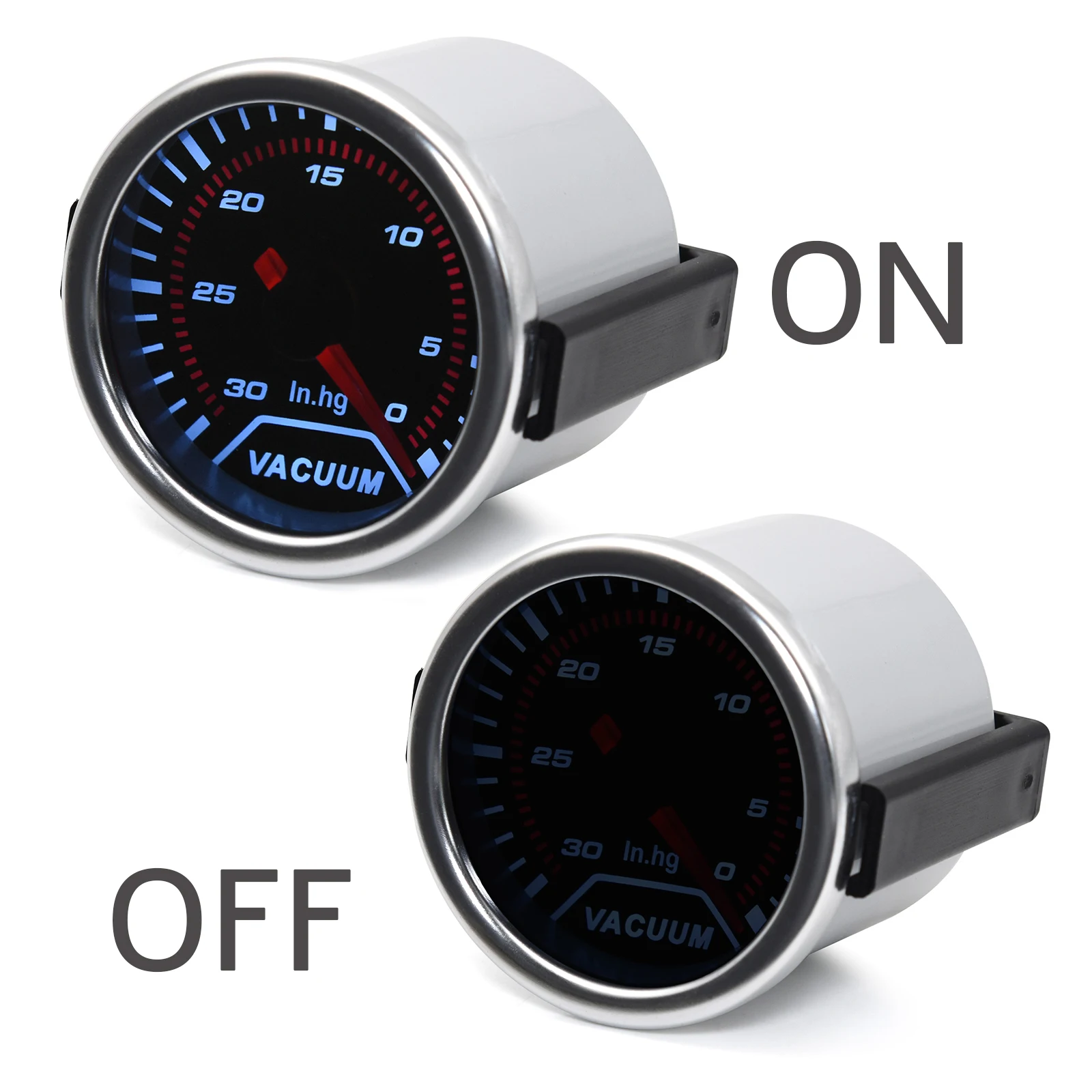 2" 52mm Universal Digital Vacuum Meter Smoke Lens White Backight Vacuum Gauge -30~0In.hg 52mm Brake Bleeder For Car Racing12v