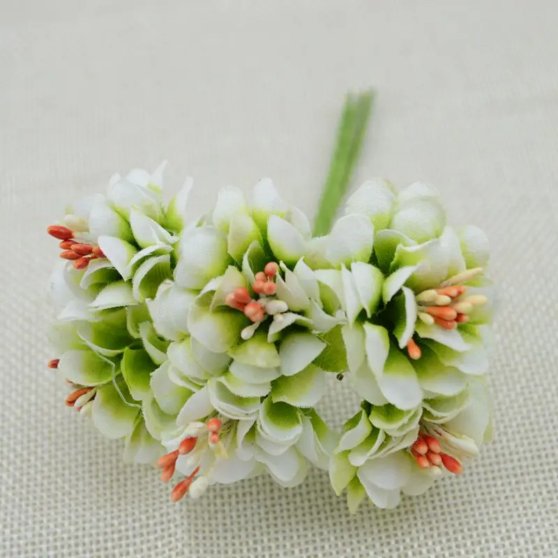 Artificial Plants 6pcs Fake Plants Silk Gradient Stamen Handmade Artificial Flowers Bouquet