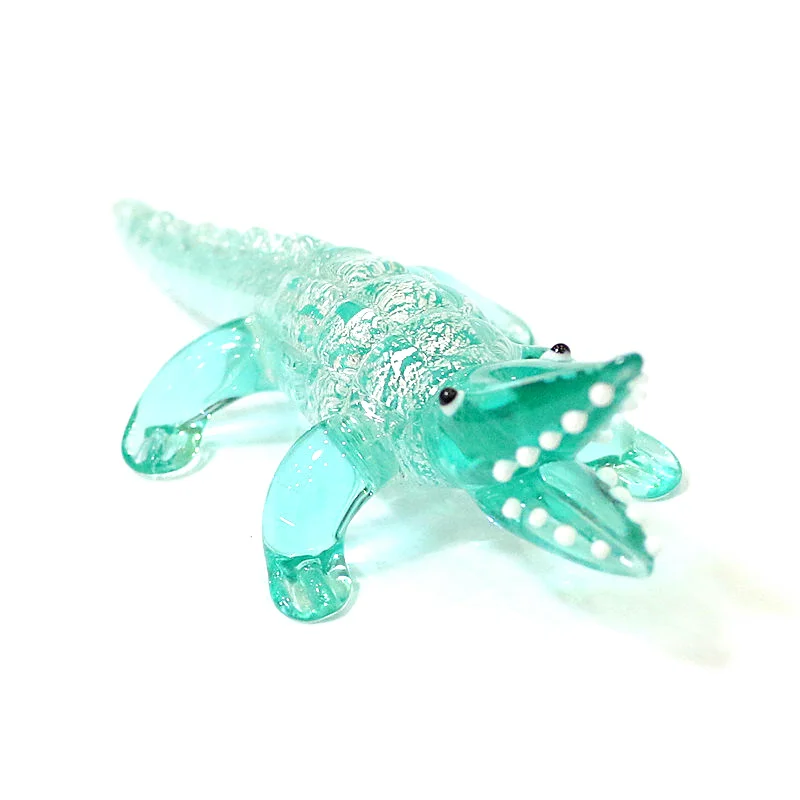 Silver-Foil Craft Murano Glass Crocodile Small Statue Ornaments Home Tabletop Collection Festa Di Natale Regali Di Capodanno Per Bambini