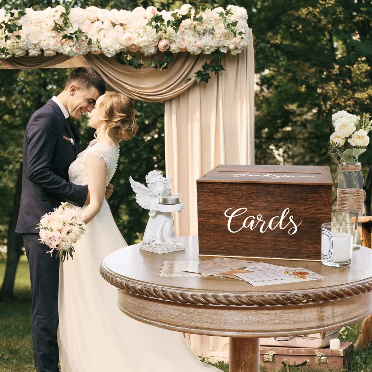 Wooden Wedding Invitation Card Drop Box Acrylic Easy Assemble Sign for Wedding Reception Graduation Birthday Party Baby Shower Wooden Gift Card Boxes Wedding Place Cards