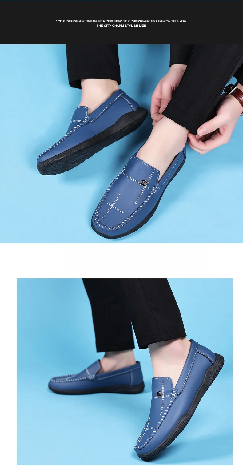Herresko myk såle rund hode hånd slip-on loafers herre single sko casual lave topp_voghion.com