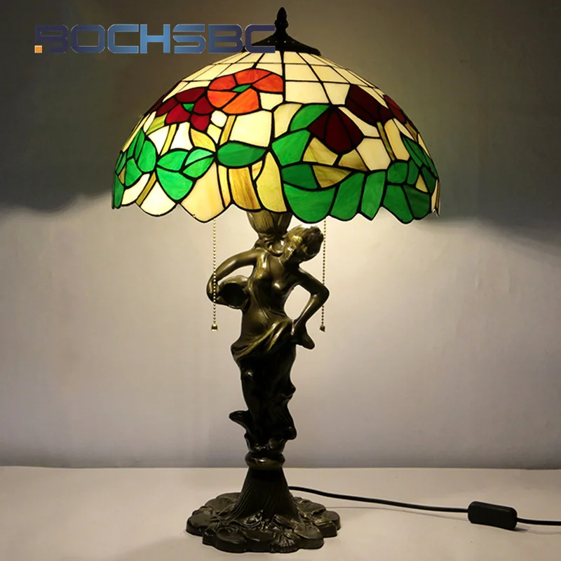 

BOCHSBC Тиффани Европейский стиль ретро Средиземноморский красота Настольная лампа Декор Гостиная Кабинет Спальня письмо защита глаз
