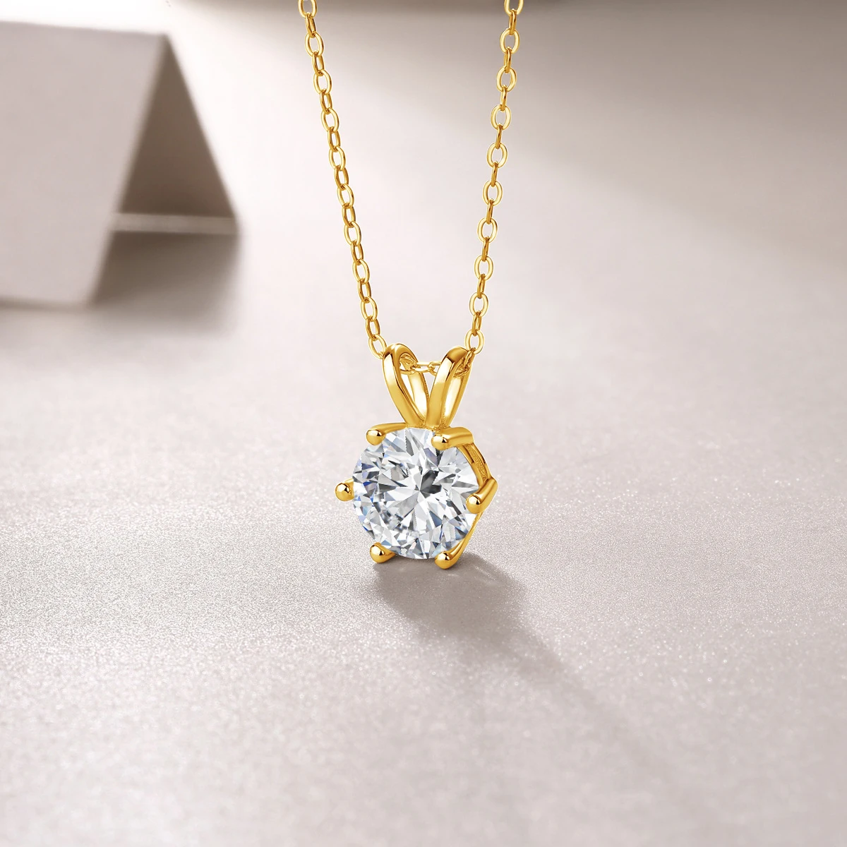 Genuine Classic 6-Claw Necklace Real 14K Gold 1ct 2ct 3ct Moissanite Diamond Pendant for Woman Lovers' Wedding Bridal Jewelry 4