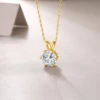 Genuine Classic 6-Claw Necklace Real 14K Gold 1ct 2ct 3ct Moissanite Diamond Pendant for Woman Lovers' Wedding Bridal Jewelry 4