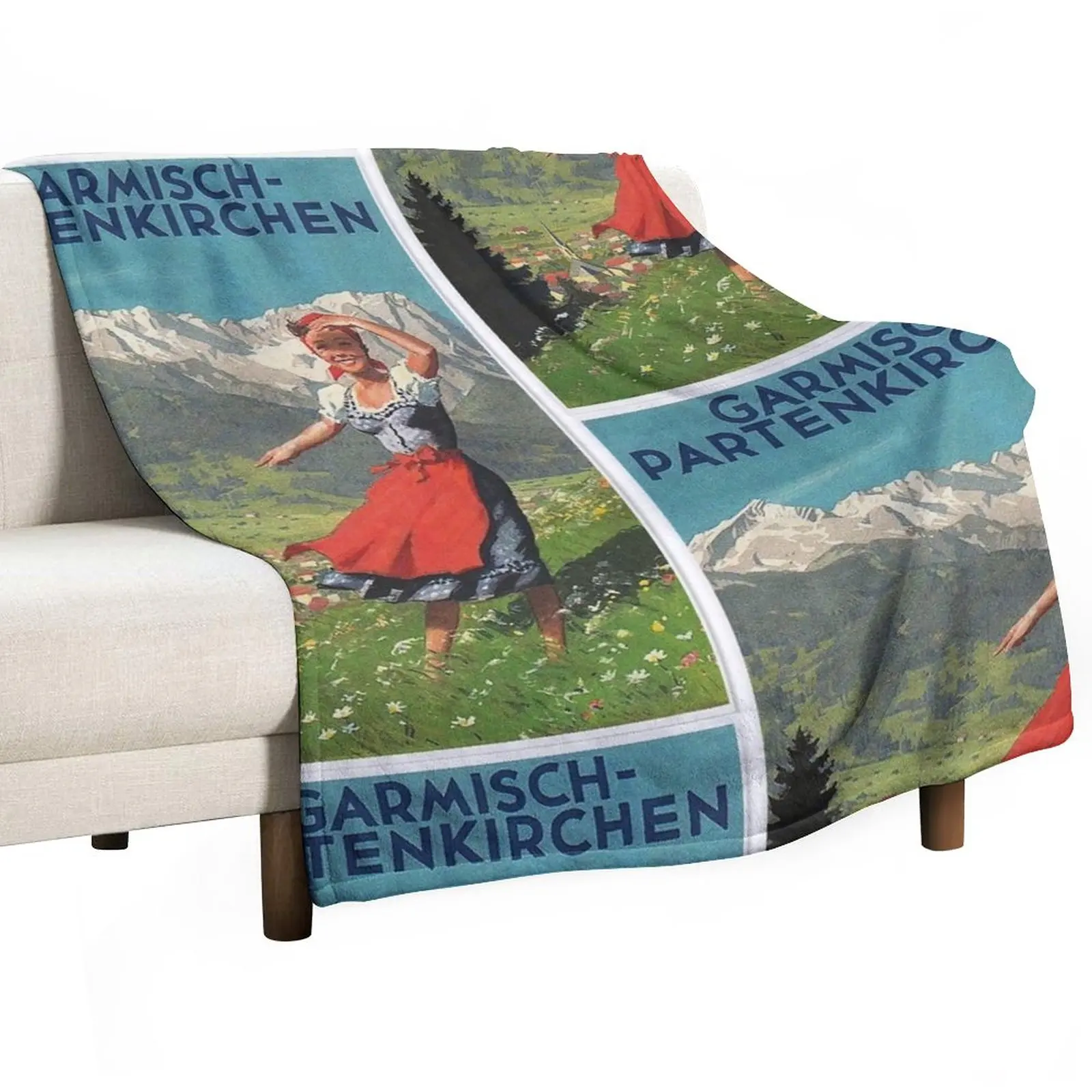 

Garmisch Partenkirchen... vintage tourist poster Throw Blanket funny gift Kid'S Blankets