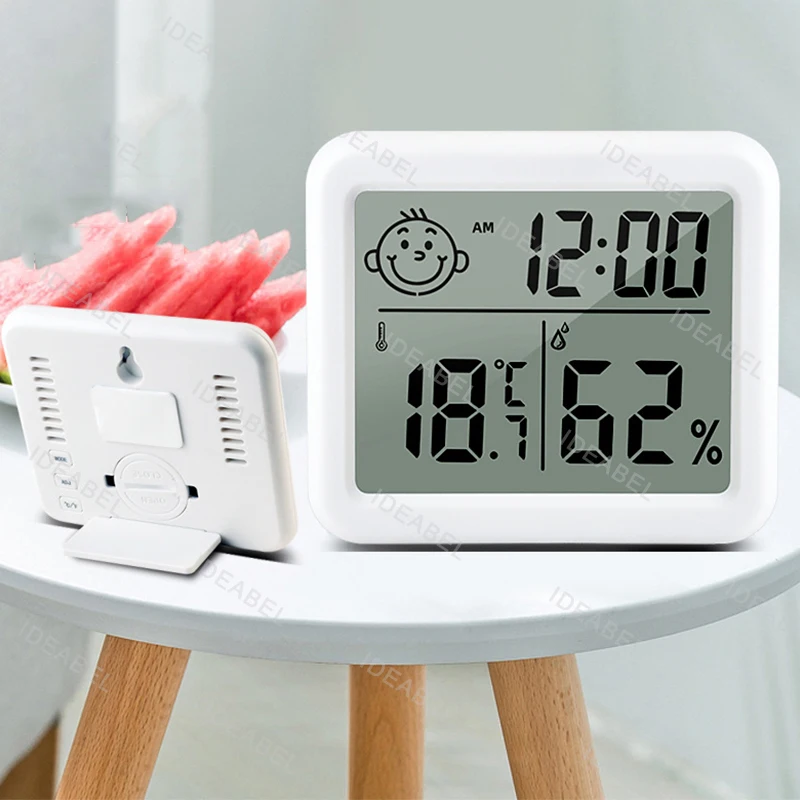 Digital Thermometer Hygrometer LCD Wall Clock