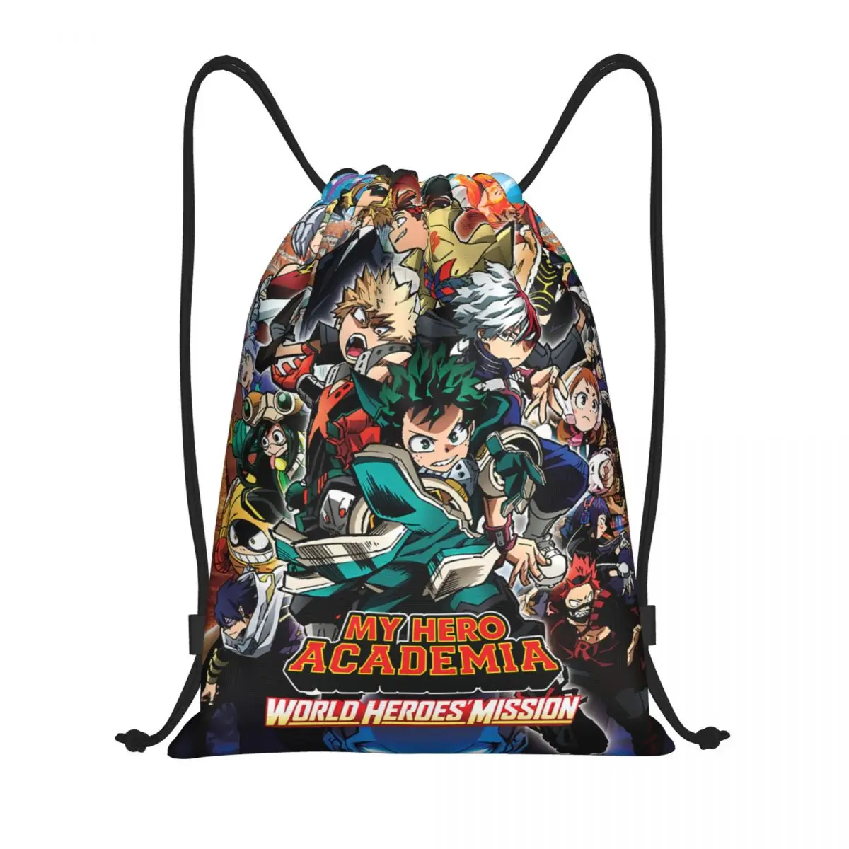 

World Heroes' Mission My Hero Academia Drawstring Backpack Bags Lightweight Anime Manga Gym Sports Sackpack Sacks for Training