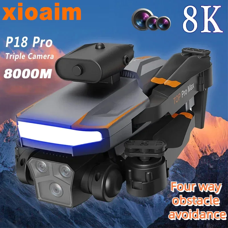 Per Xiaomi New P18 Drone Gps 8K Hd Tripla Fotocamera Posizionamento Del Flusso Ottico Evitamento Degli Ostacoli Fotografia Pieghevole Quadcopter Toy