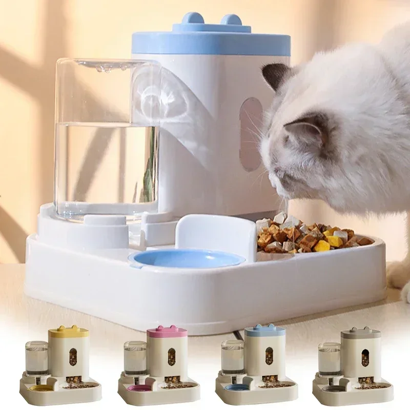 Pet Feeder 1PC Automatic Feeder Cat Dog Food Bowl Water Fountain Pet Large Capacity Raised Stand Dish Bowl For Cat Drinker Accessories