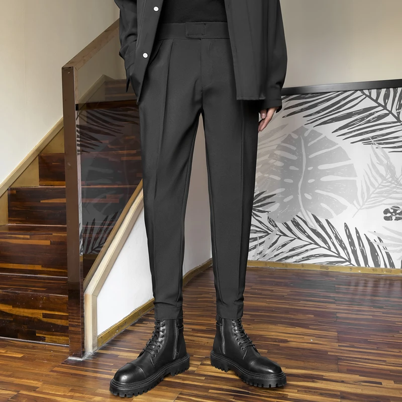 2024 New Velcro Pants for Men's Summer Loose Feet Fashionable Trend Versatile Small Feet Business Casual Pants