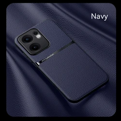 Premium PU Leather Magnetic Protective Case - Stylish and Durable Back Cover for OPPO Reno 13 Pro 5G (Navy)