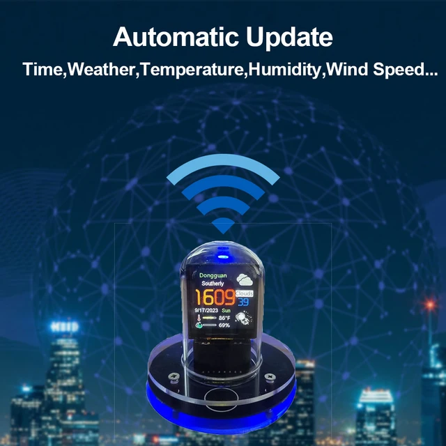 Nixie Tube Clock Smart Wifi Glow Diy Tube Clocks Cyberpunk Style Digital Table Clock Visual Display Changeable Automatic Update 3