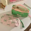 Green Pink Contrasting Bow Makeup Bag Large Capacity Portable Travel Toiletry Bag Storage Bag 4