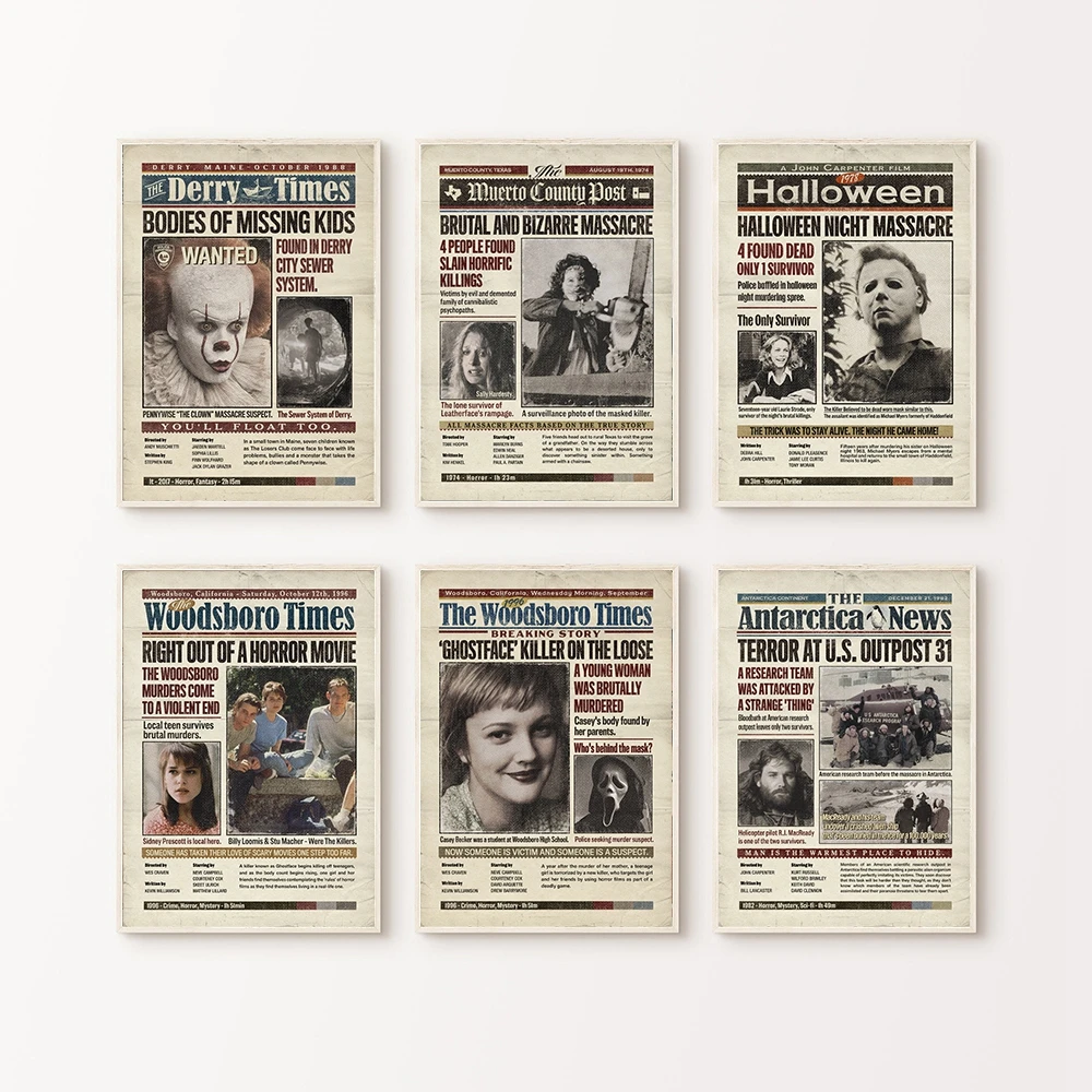 Scream Tv Series Crime Film Giornale Poster Vintage Spaventoso Film Horror Stampe Haunting House Canvas Painting Home Theater Decor