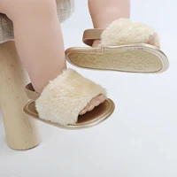 Baby Girls Plush Sandals Summer Open Toe Fur Princess Flats Walking Shoes for Toddler Newborn Infant 0-12M 2