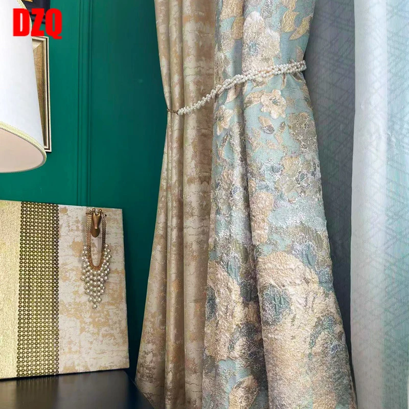 

French Light Luxury Romantic Blackout Curtains for Living Dining Room Bedroom Heat Insulation Floating Window Finished Products