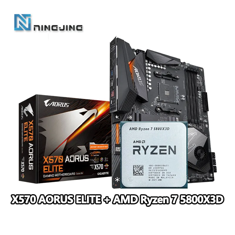 AMD – carte mère Gaming Ryzen 7 5800x 3d R7 5800x 3d, 3.4 GHz, 8 cœurs, 16  threads, CPU + Gigabyte B550M AORUS ELITE B550m, 128 go - AliExpress