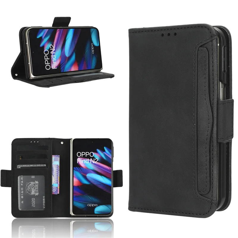 Per Oppo Find N2 Trova N Flip Case Luxury Leather Book Wallet Holder Full Card Slot Cover Per Oppo Find N Find N2 Phone Bags