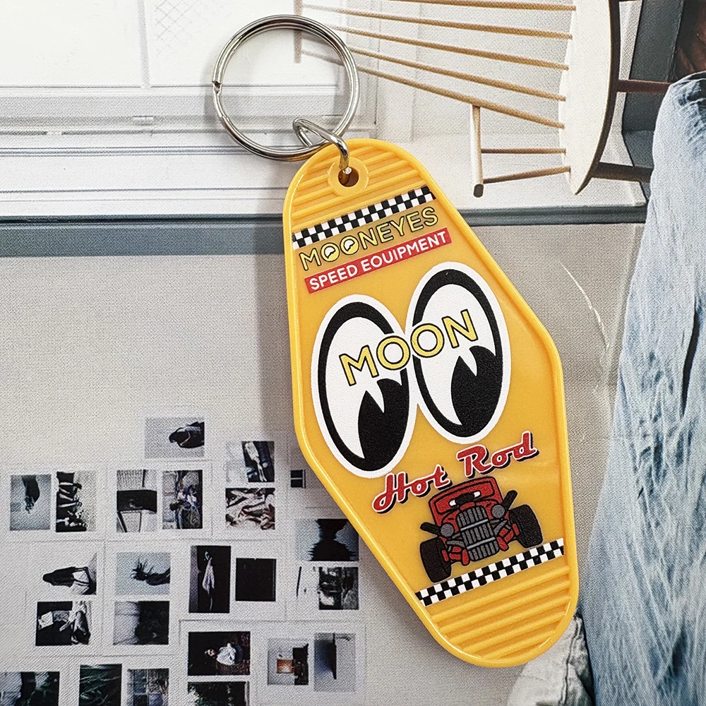 Mooneyes Peripherer Schlüsselanhänger, amerikanischer Retro-Anhänger, Jdm Hot Rodder-Anhänger, großes Auge, gelbes Etikett, Beschleunigung, Renn-Schlüsselanhänger – Detail 6