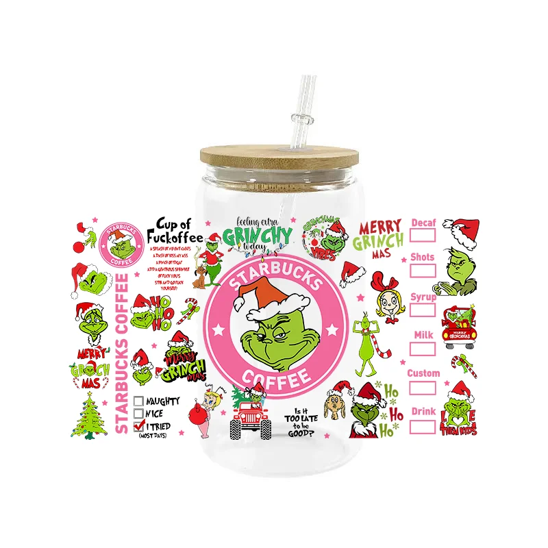 Cup Wraps Miniso Christmas UV DTF 16oz Libbey Wrap Tumbler Stickers Decal Glass Can Selfadhesive Waterproof sticker cups
